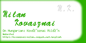 milan kovasznai business card